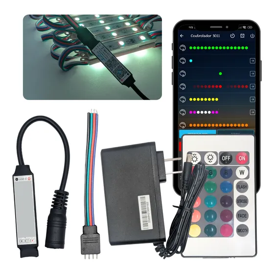 Conector 2a 12v Y Controlador Bluetooth Rgb Módulo/ Tira Led