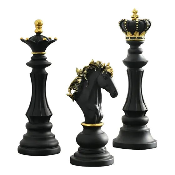 Set X3 Ajedrez Decorativo Rey Reina Caballo Piezas De Diseño