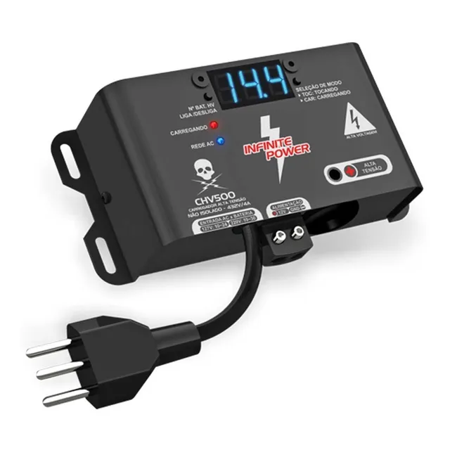 Fonte Carregador Stetsom Chv500 Alta Voltagem Bivolt COM DISPLAY DIGITAL High Voltage Carregador de Baterias INVERSÃO POLARIDADE SAIDA, FUSIVEL INTERNO ENTRADA AC