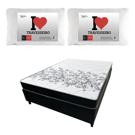 Sommier Colchon Dormitorio 2 Plazas Con Almohadas  