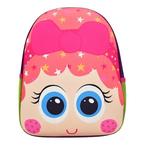 Mochila Chamoy Y Amiguis Rostro 3d Distroller Kinder Ruz Color Violeta Diseño de la tela ESTAMPADO, 3D