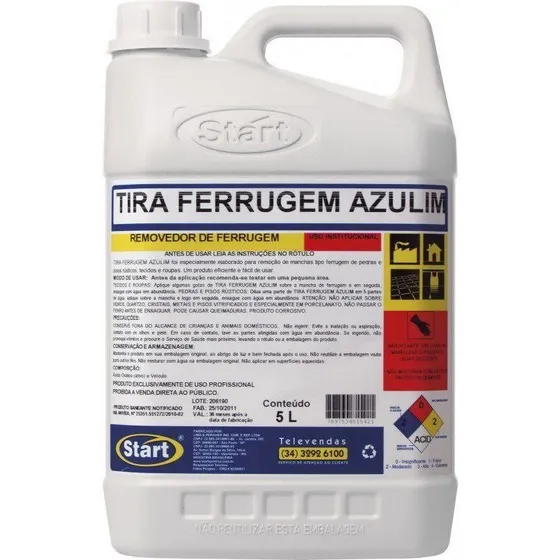 Removedor De Ferrugem Em Roupa Piso 5litros Facil Bom Azulim