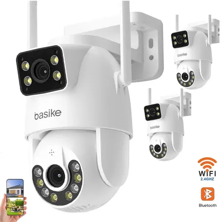 Kit 3 Câmera Segurança Ip Wi-fi Externa Smart Angulo Dupla Lente, 360° 4k Hd , Com Visão Noturna Colorida Áudio Bidirecional Ptz Detecção Humana, À Prova D'água Ip66, 24/7 Yoosee/ICSEE