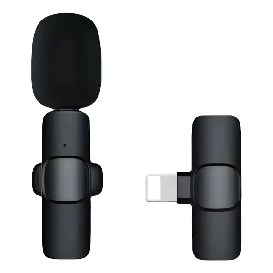 Micrófono Corbatero Inalámbrico Negro K9 para iPhone con Luz LED | Cuotas sin interés