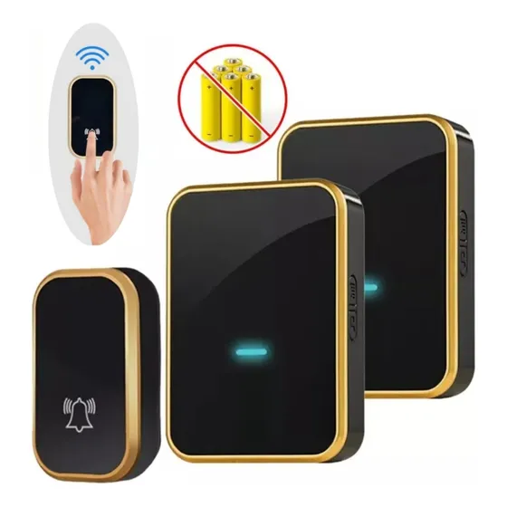 Timbre Inalámbrico Impermeable Autoalimentado 2 Receptor