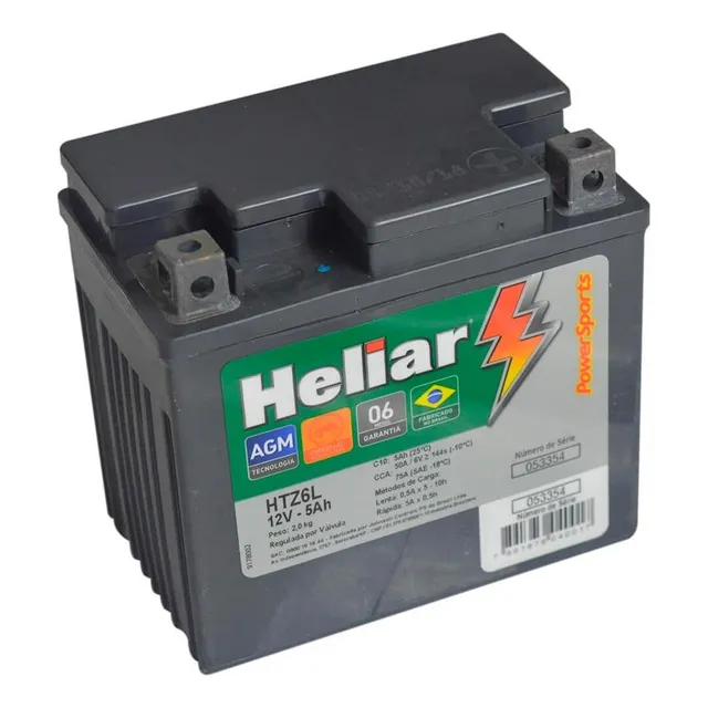Bateria Moto Pop 100 Heliar Htz6l Powersports Selada 5ah 12v