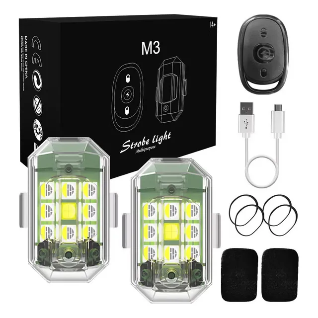 Par Estrobo Recargable Rgb Con Control Imán Carros Y Motos