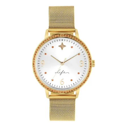 Relógio Life Formatura Feminino Aço Dourado Prateado Dourado