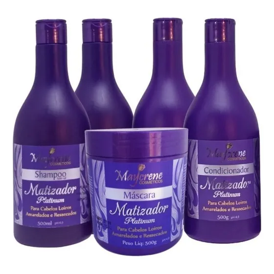 Kit Maycrene Matizador Platinum (2 Shamp, 2 Cond E 1 Másc)