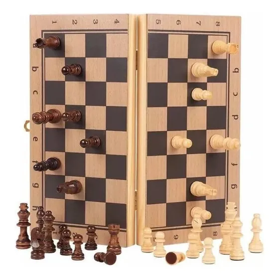 Ajedrez Tablero De Madera Set Juego De Mesa Plegable Sulidaa