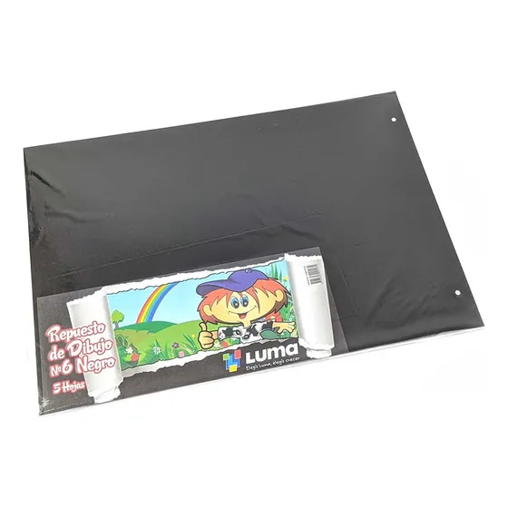 Repuesto Numero 6 Dibujo Pack X 5 Hojas Negras