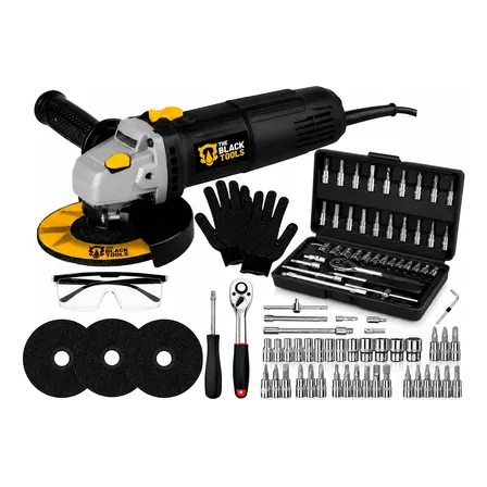 Kit Esmerilhadeira Angular 780w Com 46 Peças E Acessórios Preto 220v 60hz