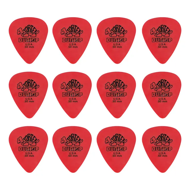 12 púas para guitarra Dunlop Tortex, 0,50 mm, estándar, color rojo
