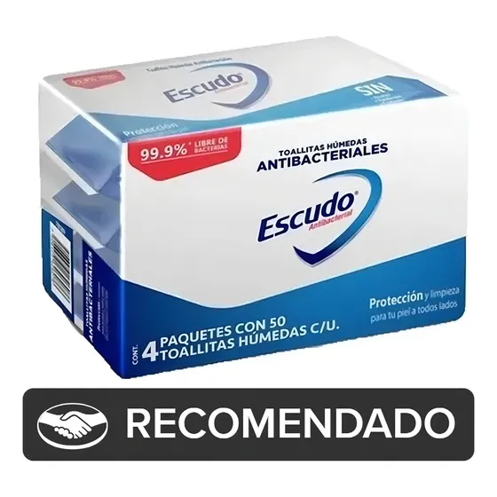 Toallitas Húmedas Antibacteriales Escudo Desinfectante 200pz
