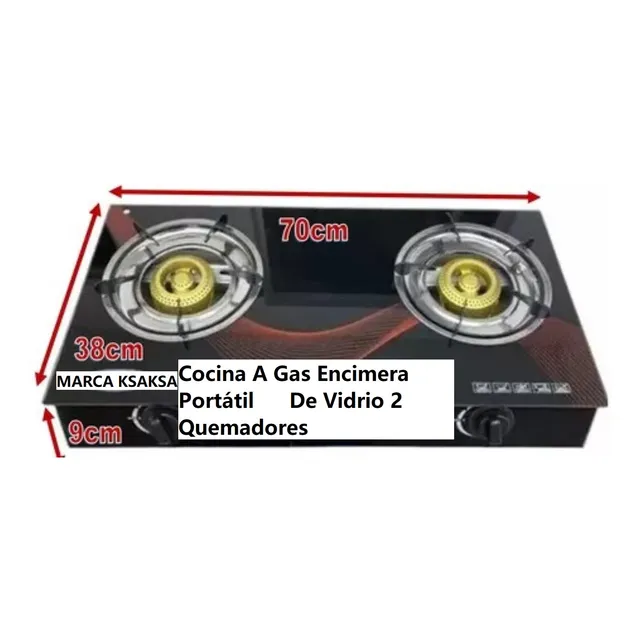 Cocina A Gas Portátil De Vidrio 2 Hornilla Marca  Ksaksa