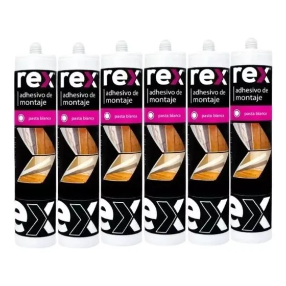 Silicona Adhesivo De Montaje 300 Ml. Blanca Rex (6 Unidades)