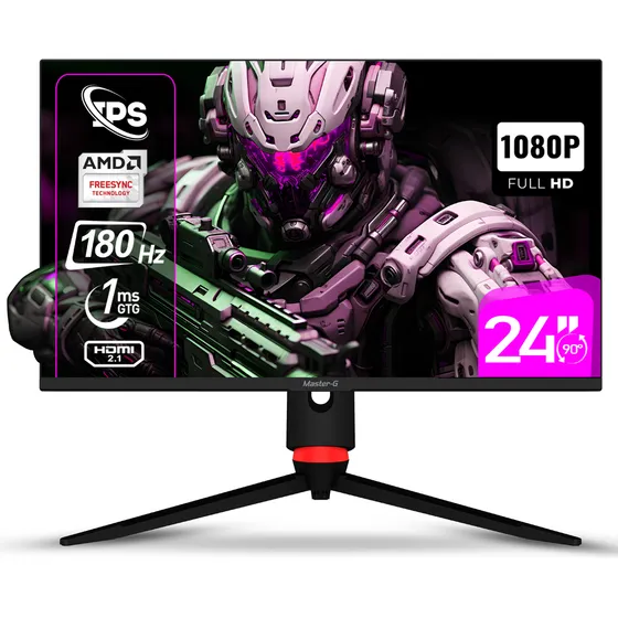 Monitor Gamer 24 Fhd Panel Ips Pivote 90 180hz 1ms MasterG mg2440 Color Negro
