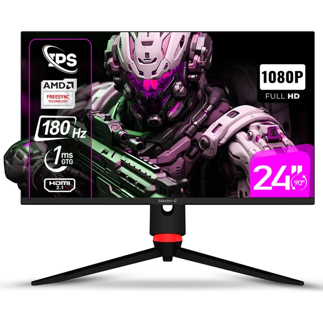 Monitor Gamer 24 Fhd Panel Ips Pivote 90 180hz 1ms MasterG mg2440 Color Negro
