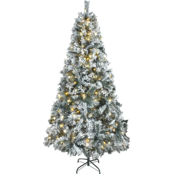 Arbol Navidad Nevado 180 Cm Luces Led Frondoso 600 Ramas Color Verde