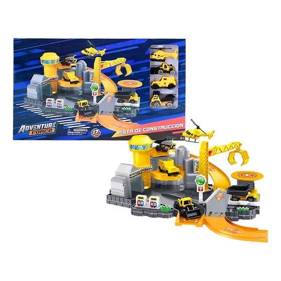 Pista De Construcción Adventure Force 17 Piezas Vehículos Color Amarillo
