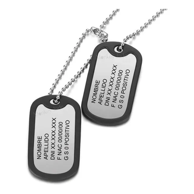 Collar Militar Chapas Identificatorias Grabado Personalizado
