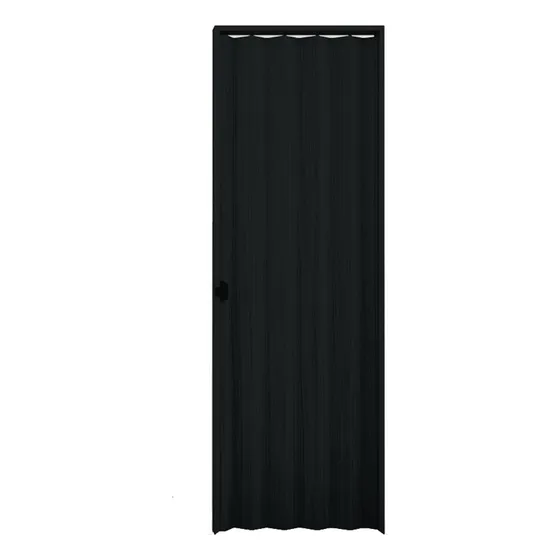 Puerta interior en forma de acordeón Plasbil de PVC grabada en negro, 210 x 80 cm