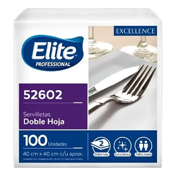 Servilleta Mantel Elite Doble Hoja Excellence 100u, 52602