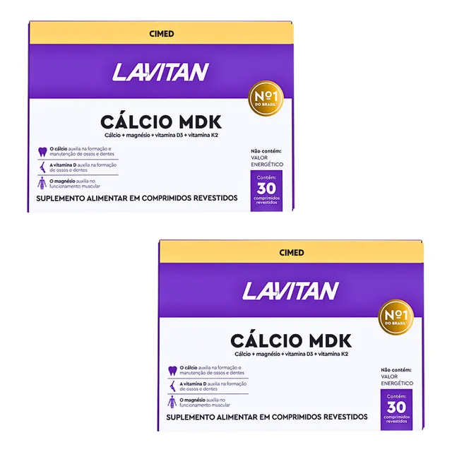Kit 2 Cxs Lavitan Cálcio Mdk 30cps (60cps) Cimed