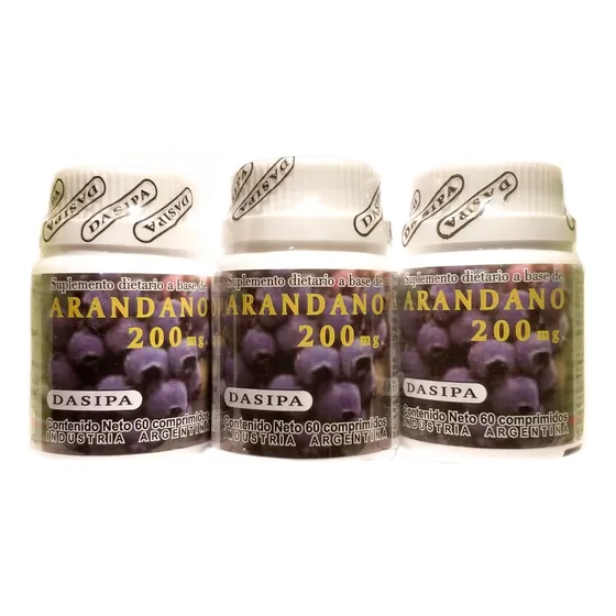 Arandano 200 Mg.  Dasipa. Pack 3 X 60 Comprimidos