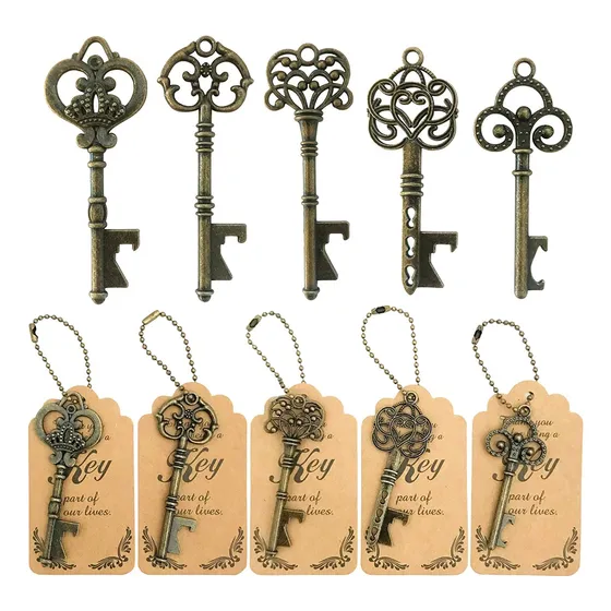 Souvenirs Destapador De Llave Vintage Bronce C/tarjeta 50pcs