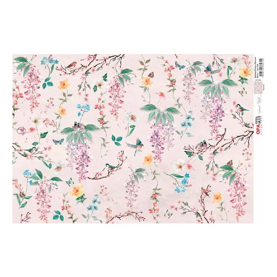 Papel Para Decoupage Opapel 30x45 - Flores E Pássaros Micro 