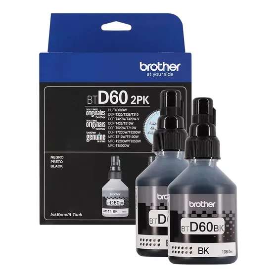 Kit Com 2 Tinta Preta Original Brother T720w T4500dw T4000dw