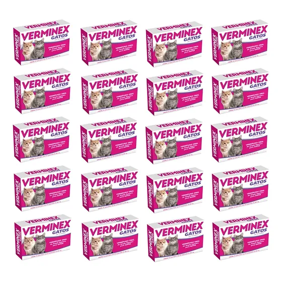 Kit 20 Verminex Gatos Vermifugo Oral Amplo Espectro C/4 Comp