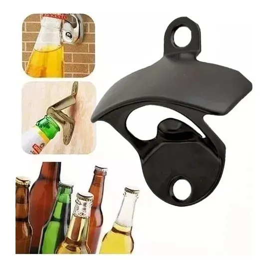 Pack X10 Destapador De Botellas Abridor Vintage Para Pared Cerveza Color Negro