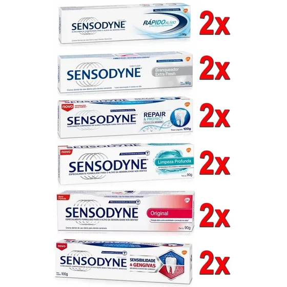 Creme Dental Atacado 12 Sensodyne ( 2 De Cada ) Envio Rápido
