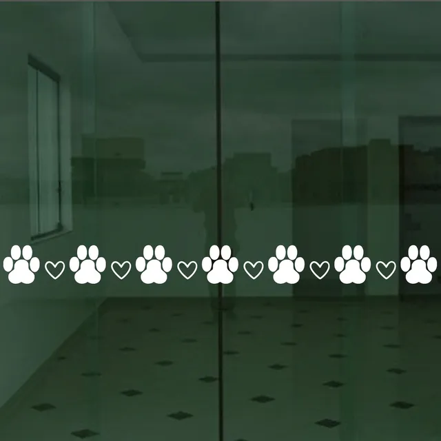 Adesivo Faixa Porta Box Vidro Pet Shop Patinha Coração