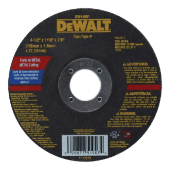 Disco Corte Inox 4-1/2  X 1/16  Dewalt