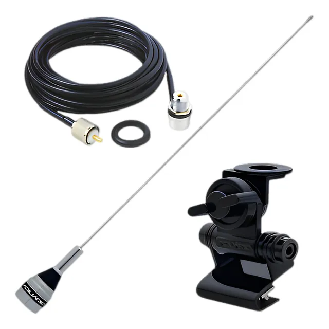 Antena Móvel 1/4 Vhf 50cm Suporte Porta Malas Capô Cabo 3,5m