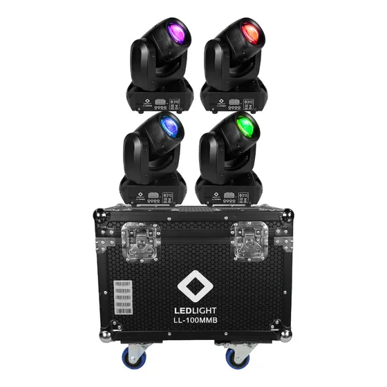 Case Com 4 Mini Moving Beam Led 100w Prisma Desenho 5r 7r 9r