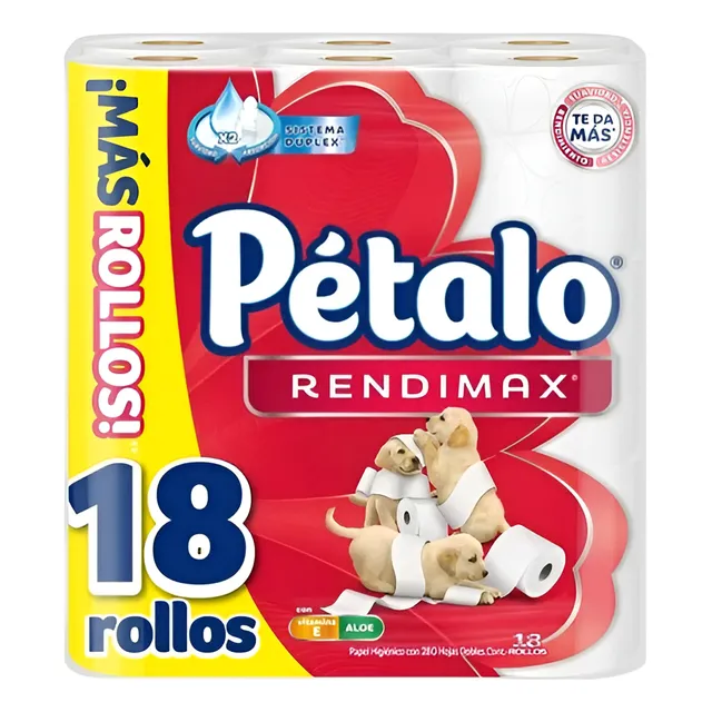 Papel Higiénico Pétalo Rendimax 18 Rollos 280 Hojas Dobles