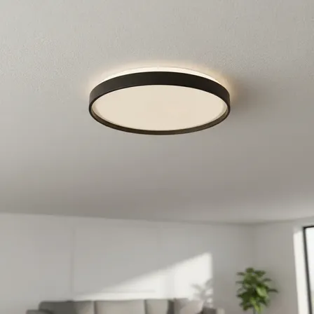 Plafon Sobrepor Moderno Redondo Preto Led Multicolor 36w 127/220v Preto