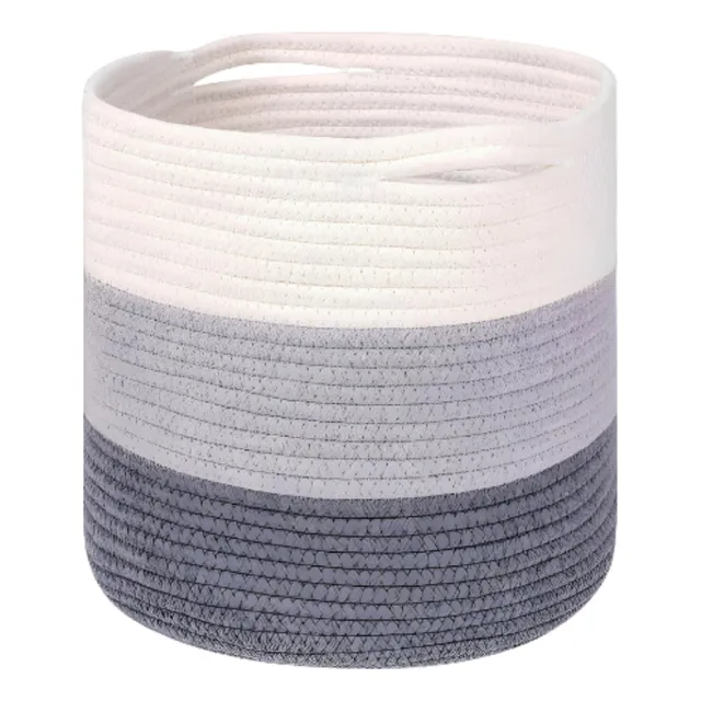 ShopMall canasta organizadora para ropa multiuso de cuerda de algodón color blanco