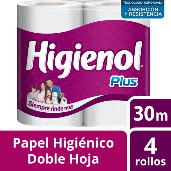 Papel Higiénico Doble Hoja Higienol Plus X4u - 10 Paquetes