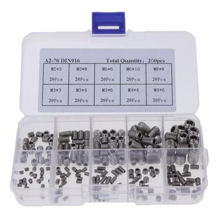 A Parafuso Allen Sem Cabeça M3 - M6 - 200 Peças A Parafuso Allen Sem Cabeça M3 - M6 - 200 Peças
