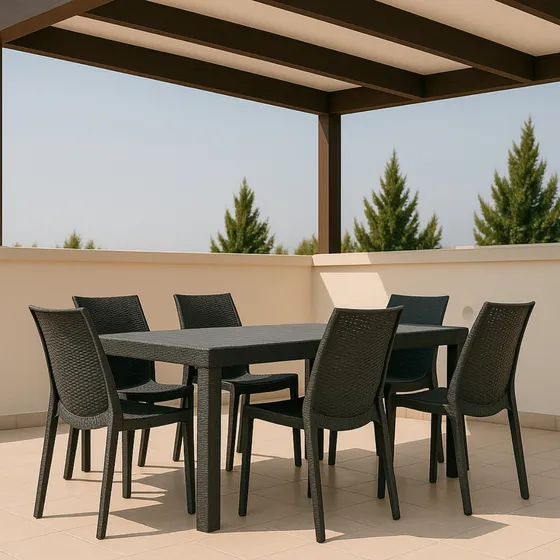 Juego 6 Sillas Harmony Jardín + Mesa Ratan 150 X 90 Alejo
