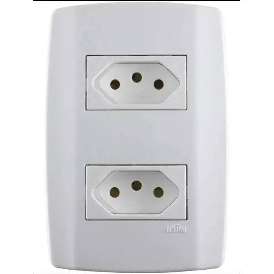 Tomada Dupla (2 Tomadas 20a) Slim - Ilumi Cor Branco