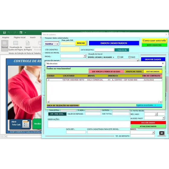 Sistema Feito Em Excel Controle De Imoveis E Recibos!