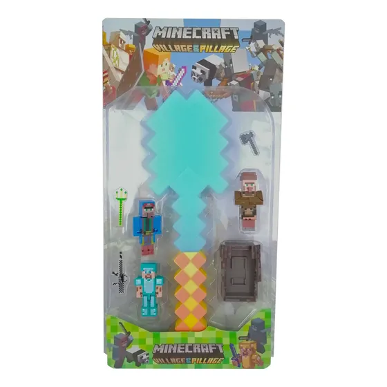 Muñecos Minecraft Juego Grande Espada Tridente Pico Antorcha