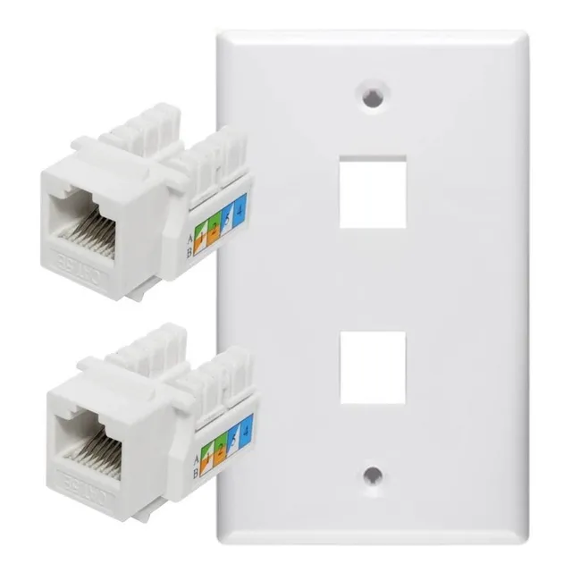 2 Modulos Rj45 Cat6 De Red Jack Keystone Con Tapa Muro Doble