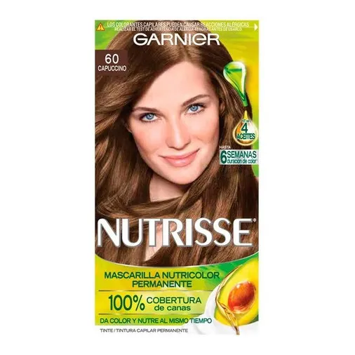 Kit Tinte Garnier Nutrisse regular clasico Mascarilla nutricolor permanente tono 60 capuccino para cabello